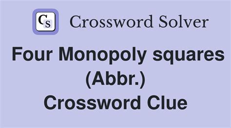 Monopoly Duo Abbr Crossword Clue, Puzzle and Solver.